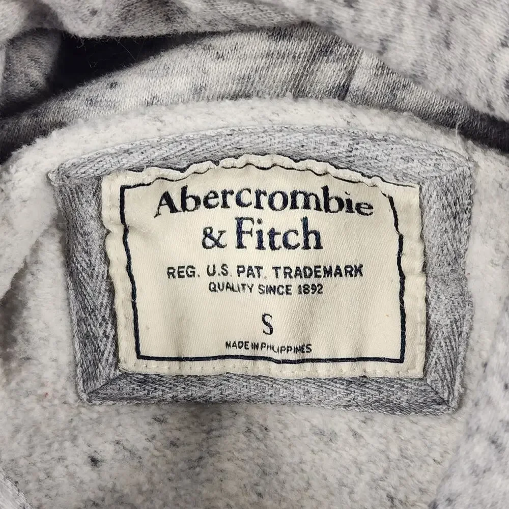 Abercrombie & Fitch Cropped Hoodie Gray Marled Pullover‎ Small Y2K